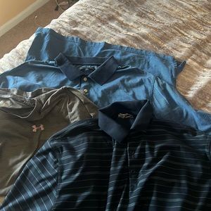 Three men’s tees bundle size large ( underarmour, Nike golf and Greg Norman